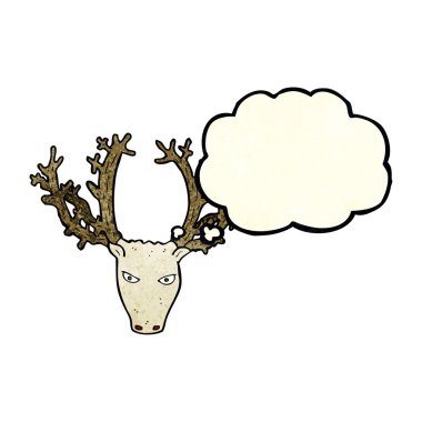 Düşünce baloncuklu karikatür geyiği kafası