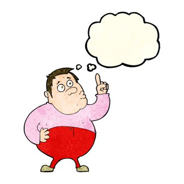 Çizgi filmdeki adam düşünce balonuyla soru soruyor.