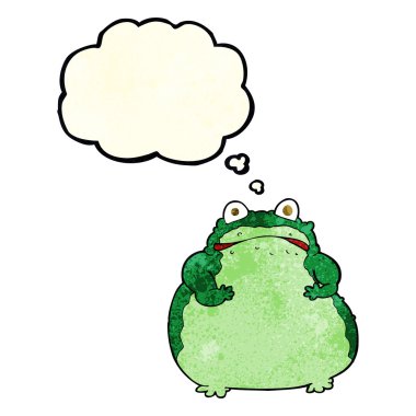 çizgi film şişman kurbağa ile düşünce balonu