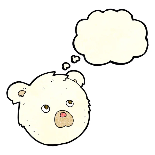 Tecknad isbjörn ansikte med tanke bubbla — Stock vektor