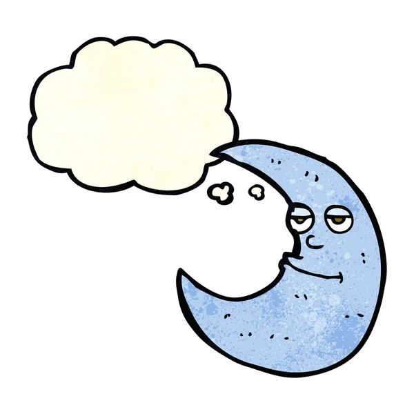 Feliz luna de dibujos animados con burbuja de pensamiento — Archivo Imágenes Vectoriales