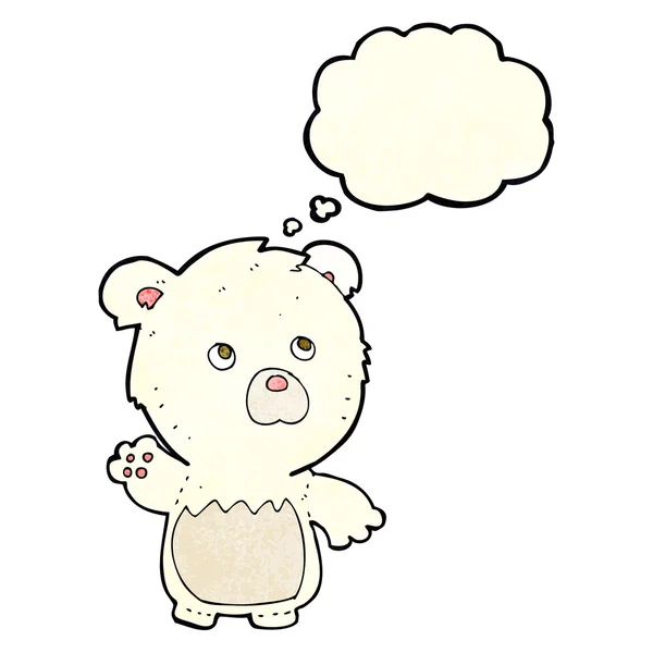 Urso de pelúcia polar desenhos animados com bolha de pensamento —  Vetores de Stock