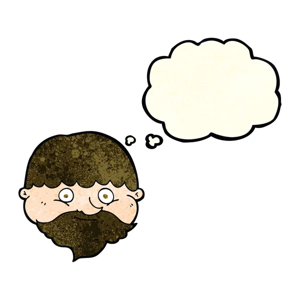 Kreslený vousatý muž s myšlenkovou bublinou — Stockový vektor