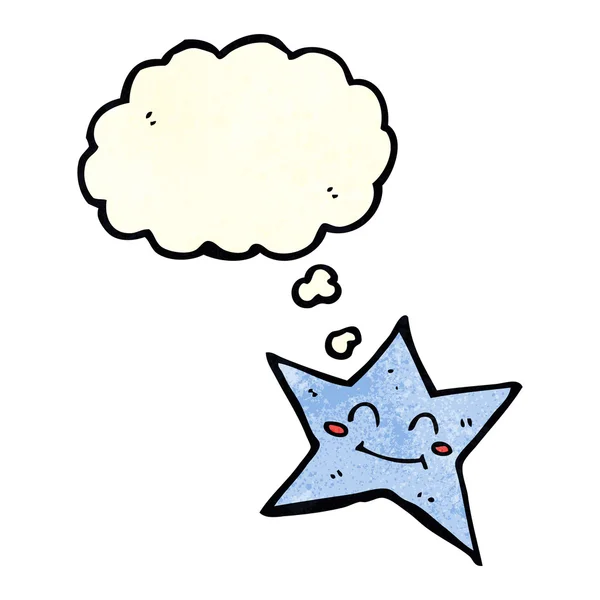 Personnage étoile de dessin animé avec bulle de pensée — Image vectorielle
