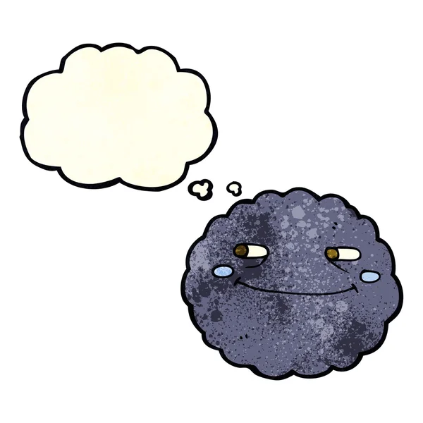 Dibujos animados nube de lluvia feliz con burbuja de pensamiento — Archivo Imágenes Vectoriales