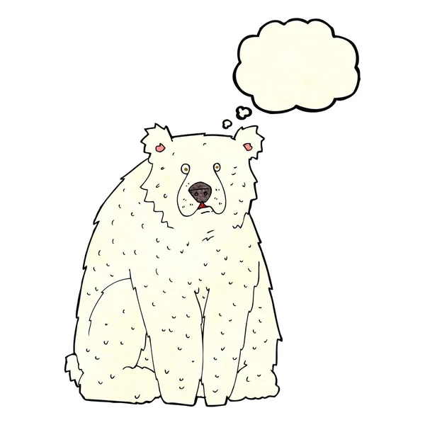 Мультяшний смішний білий ведмідь з бульбашкою думок — стоковий вектор