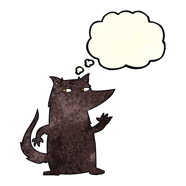 Cartoon-Wolf wedelt mit Gedankenblase — Stockvektor