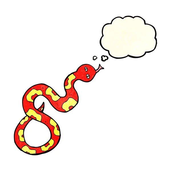 Serpente cartone animato con bolla di pensiero — Vettoriale Stock