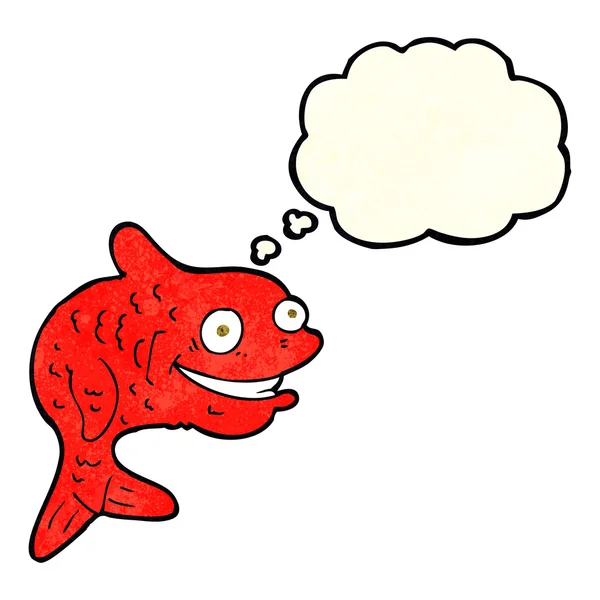 Karikatur glücklicher Fische mit Gedankenblase — Stockvektor