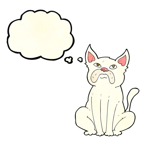 Karikatur mürrischer kleiner Hund mit Gedankenblase — Stockvektor