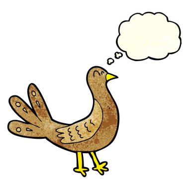 Düşünce baloncuklu çizgi film kuşu