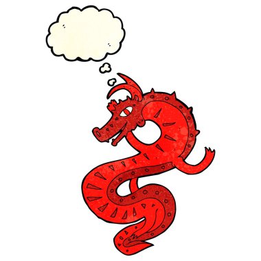 Düşünce balonlu Sakson ejderha çizgi filmi