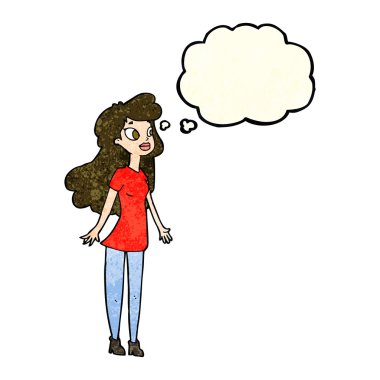 Düşünce baloncuklu güzel kız.