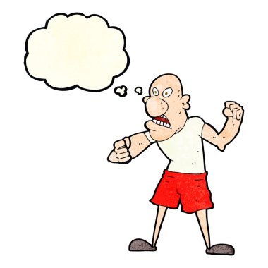 Düşünce baloncuğu olan vahşi bir adam.