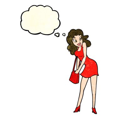 çizgi film kadın çanta düşünce balonu ile arıyor