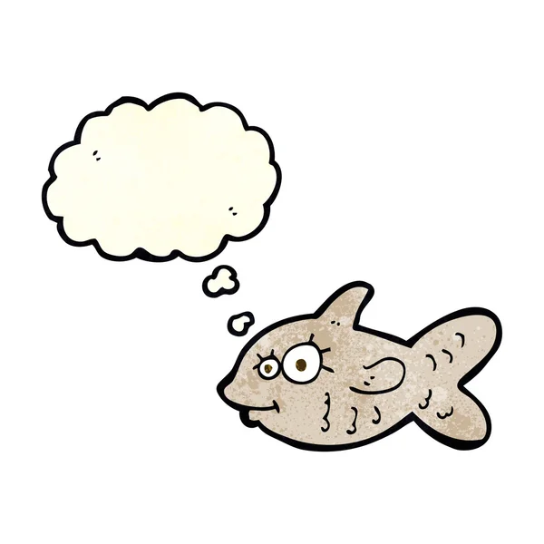 Мультяшна щаслива золота рибка з мисленням бульбашка — стоковий вектор