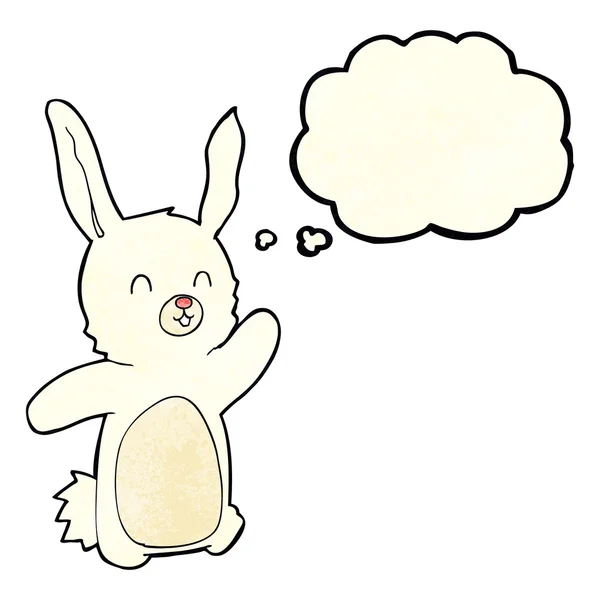 Мультяшный счастливый кролик с мыльным пузырем — стоковый вектор