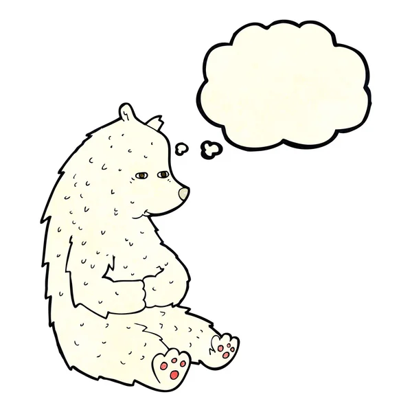 Carino orso polare cartone animato con bolla di pensiero — Vettoriale Stock