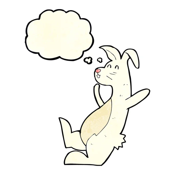 Dibujos animados conejo blanco con burbuja de pensamiento — Vector de stock
