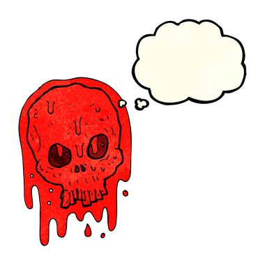 çizgi film kanlı kafatası ile düşünce balonu