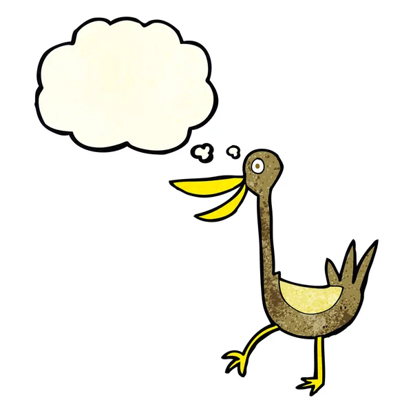 Divertido pato de dibujos animados con burbuja de pensamiento — Vector de stock