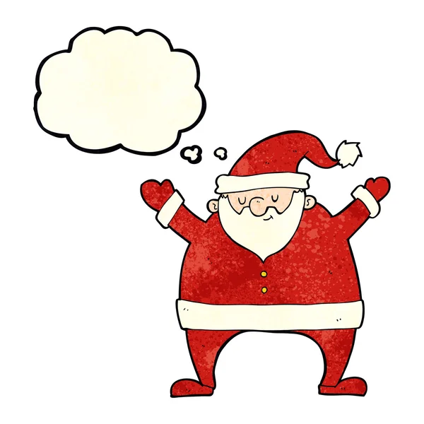 Cartoon santa claus met gedachte zeepbel — Stockvector