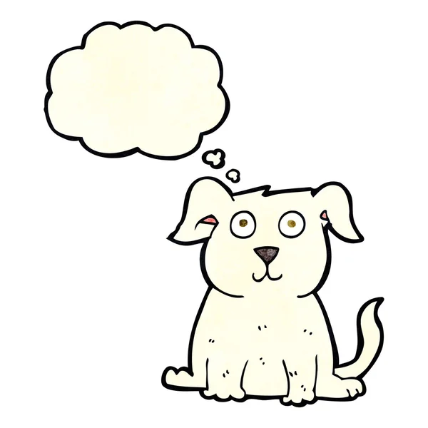 Cartoon gelukkig hond met gedachte zeepbel — Stockvector