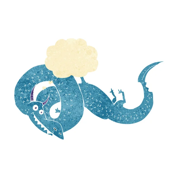 Desenho animado dragão chinês com bolha de pensamento —  Vetores de Stock