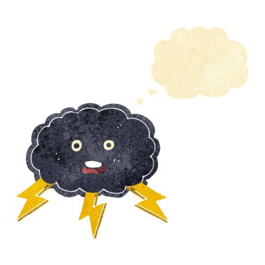 çizgi film bulut ve yıldırım sembolü düşünce balonu ile cıvata