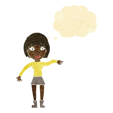 Karikatür, düşünce balonlu kadını şaşırttı.