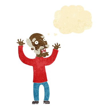 Karikatür, yaşlı adamı düşünce baloncuğuyla korkuttu.