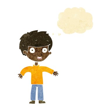 çizgi film mutlu adam düşünce baloncuğu ile