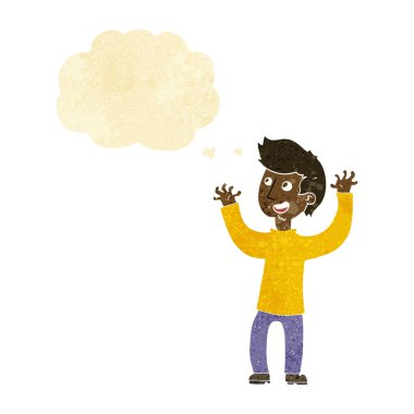 çizgi film mutlu adam düşünce baloncuğu ile