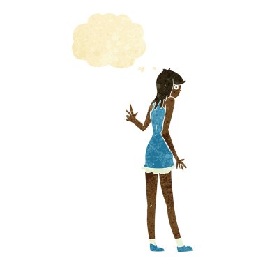 düşünce balonu ile sallayarak çizgi film kadın