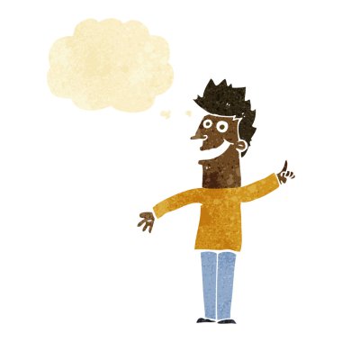 çizgi film mutlu adam düşünce baloncuğu ile