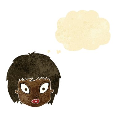 Düşünce baloncuğuyla şaşırmış kadın yüzü