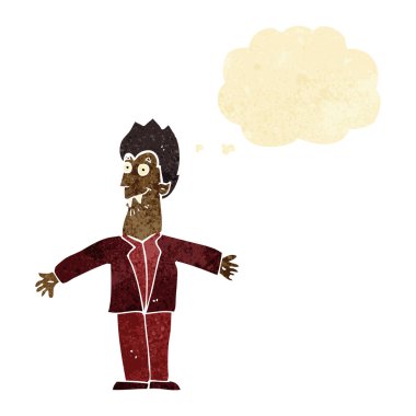 Düşünce baloncuğu olan vampir adam.