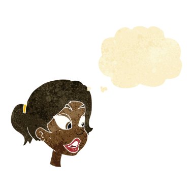 çizgi film dostu kadınla düşünce balonu