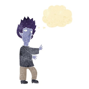 Düşünce baloncuğu olan vampir adam.