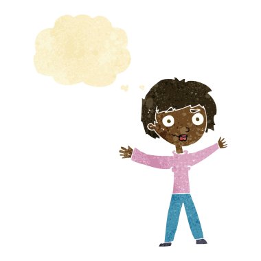 düşünce balonu kollarını sallayarak çizgi film kadın