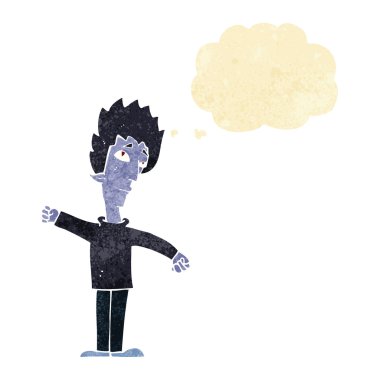 Düşünce baloncuğu olan vampir adam.