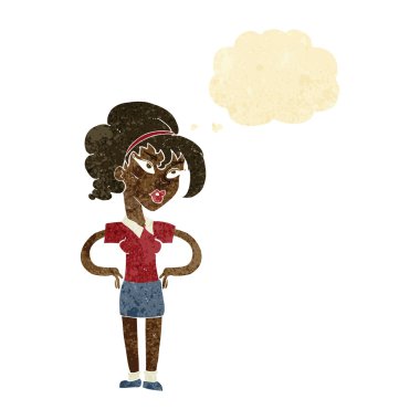 el HIPS düşünce balonu ile kadınla çizgi film