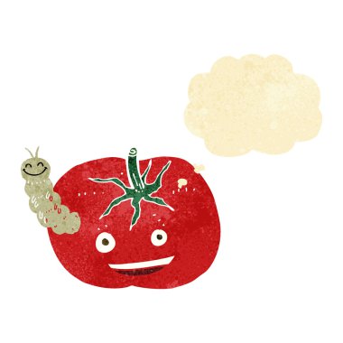 Düşünce baloncuklu böcek domatesi