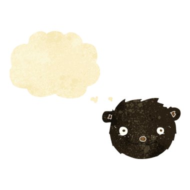 çizgi film siyah ayı kafa ile düşünce balonu
