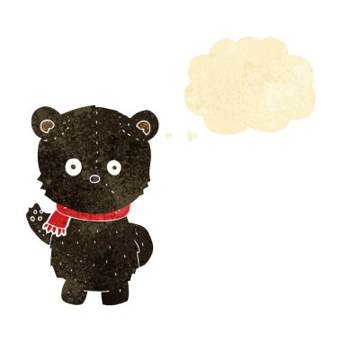 sevimli çizgi siyah ayı ile düşünce balonu