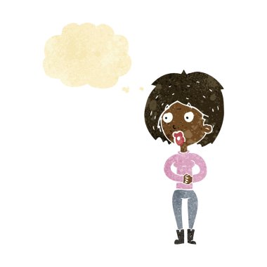 Karikatür, düşünce balonlu kadını şaşırttı.