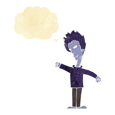 Düşünce baloncuğu olan vampir adam.