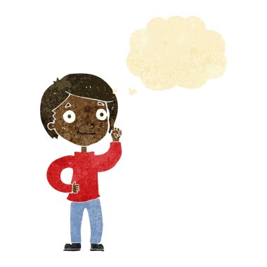 çizgi film çocuk fikir düşünce balonu ile