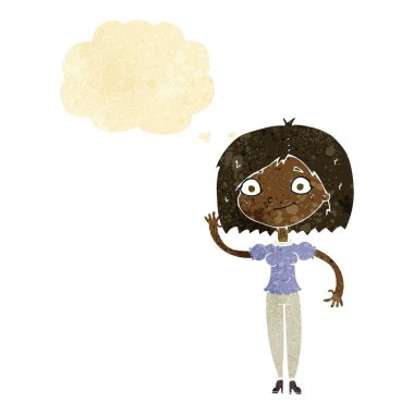 düşünce balonu ile sallayarak çizgi film kadın