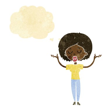 Düşünce baloncuğu olan barışçıl kadın.